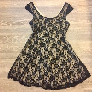 Floral black lace dress